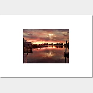 Urbanna Harbor at sunrise Posters and Art